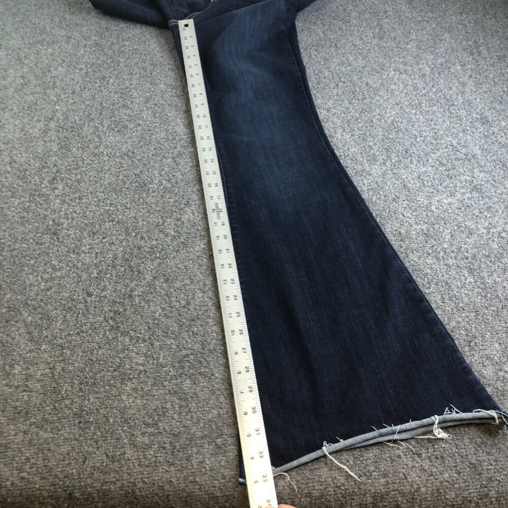 Judy Blue Flare Jeans Womens 11 30 Dark Wash Stretch Wide Leg Raw Hem - Picture 8 of 13